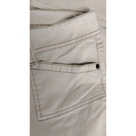 Jordache Pants Womens 13/14 Cream Color Brown Stitching Cropped Cuffed Mid Rise - Picture 9 of 11